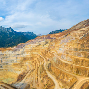 Goldmine with mountains in the background