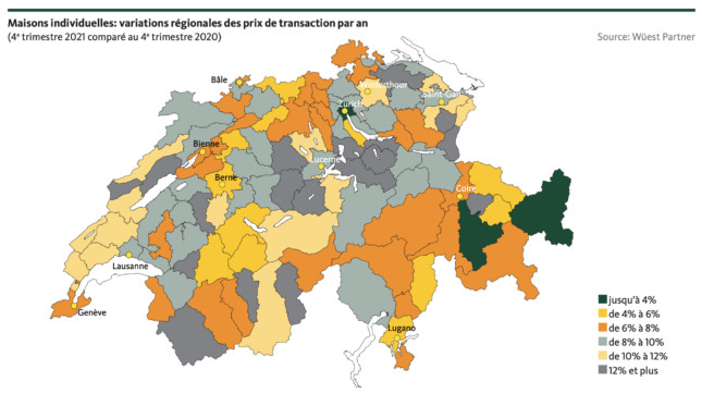 Single-family houses: regional transaction price changes per year